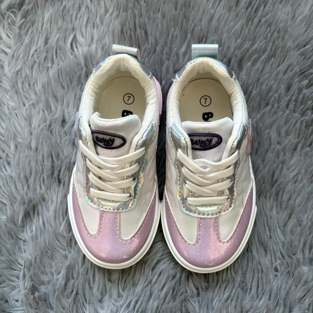 Bluey Shoes Purple Pink‎ White Shinny Toddler 7c Slip On